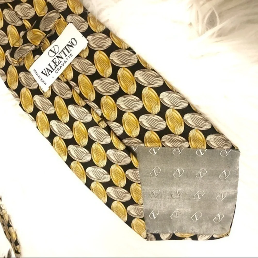 VALENTINO GOLD PRINT BUSINESS CAREERWEAR OFFICE WEDDING GUEST NECKTIE